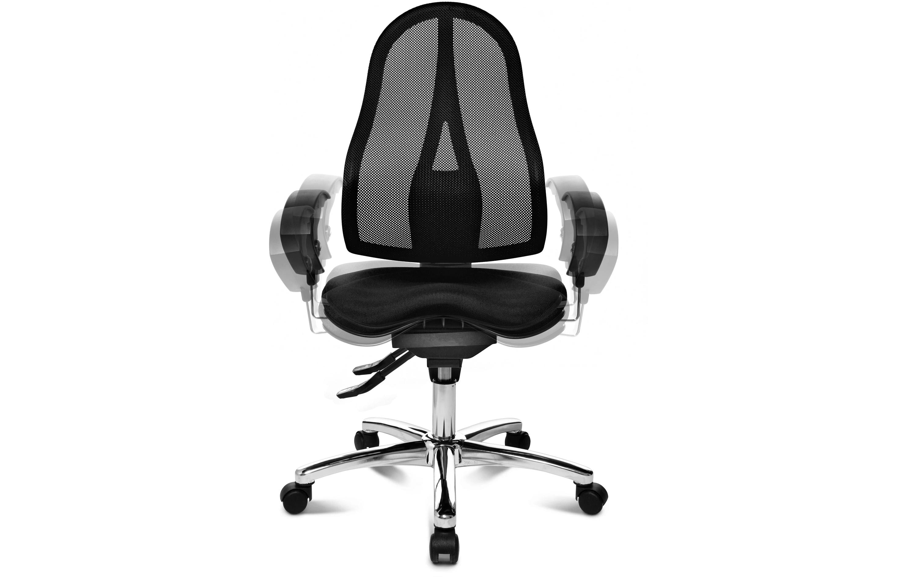 Bürostuhl Sitness 15, Schwarz<br>Fitness-Drehstuhl mit balancierender Sitzfläche in Netz-Optik