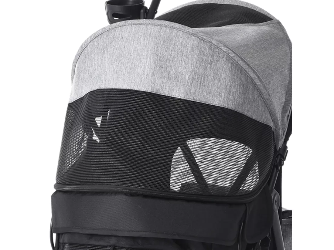 YITAHOME Poussette pour Chiens de Petite et Moyenne Taille - à 4 Roues avec Bretelles - Pliable - Porte-Gobelet - Gris
