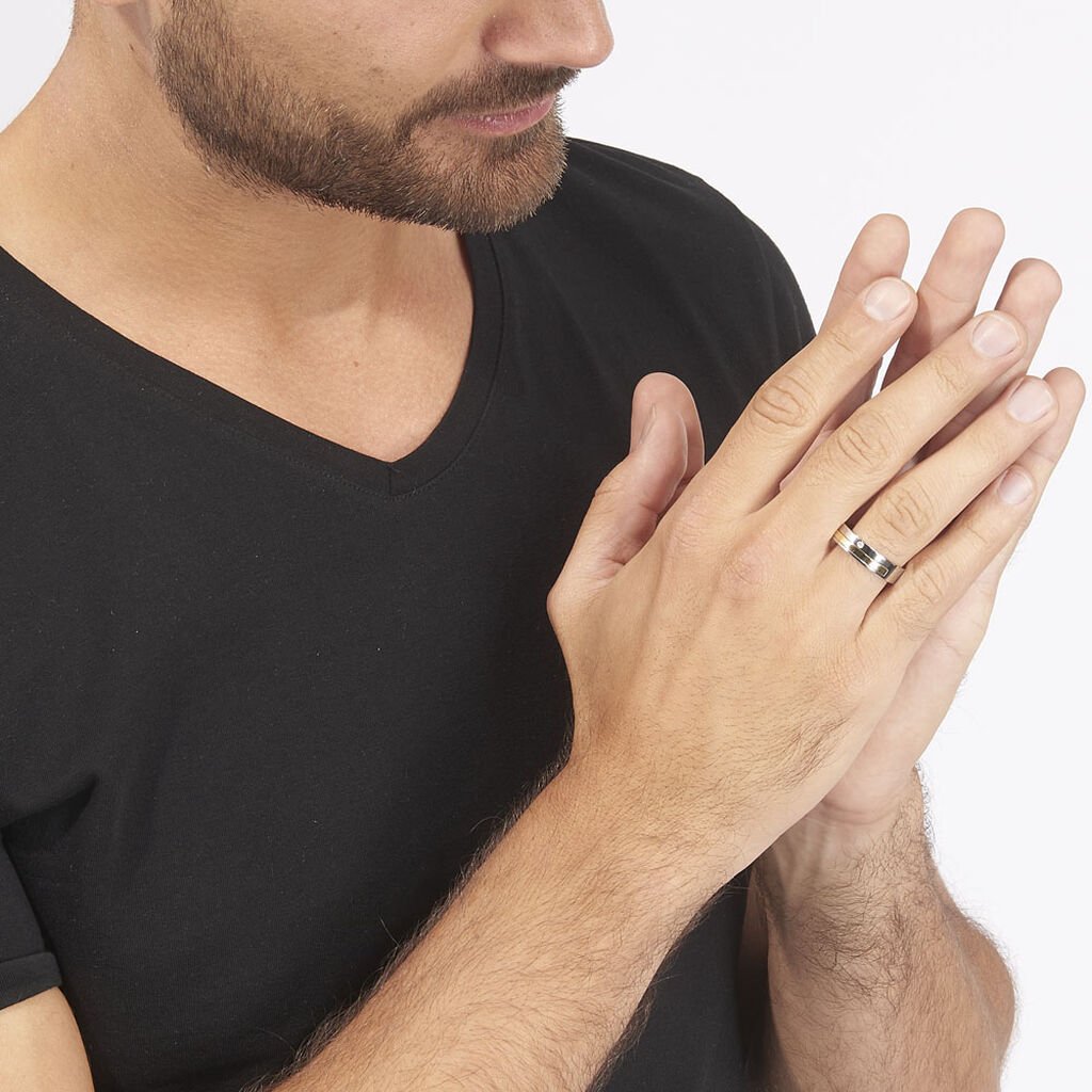Bague Jourdan Ahou Acier Blanc Diamant