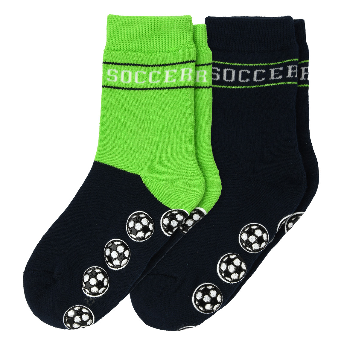 Topolino 2 Paar Jungen Stoppersocken im Set dunkelblau / neongrün