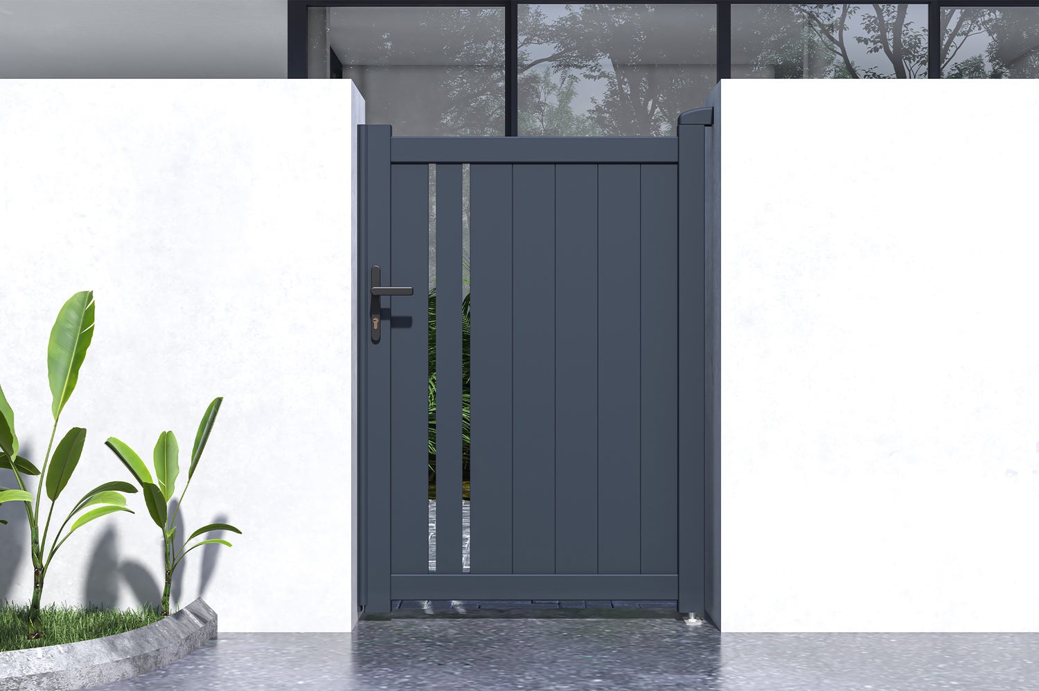 Aluminium tuinpoort 1m GIONA H.140cm grijs