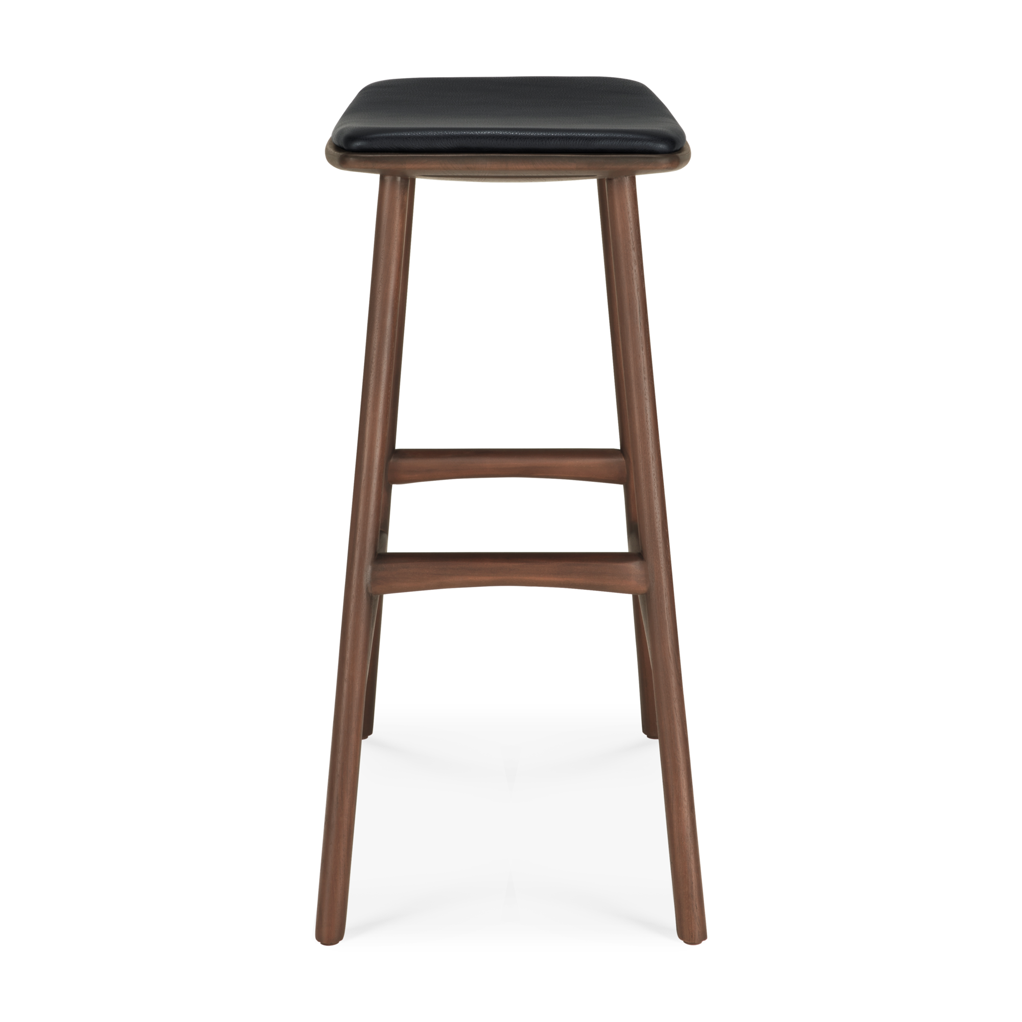 Osso hoge kruk 65 - bruin teak/zwart leer