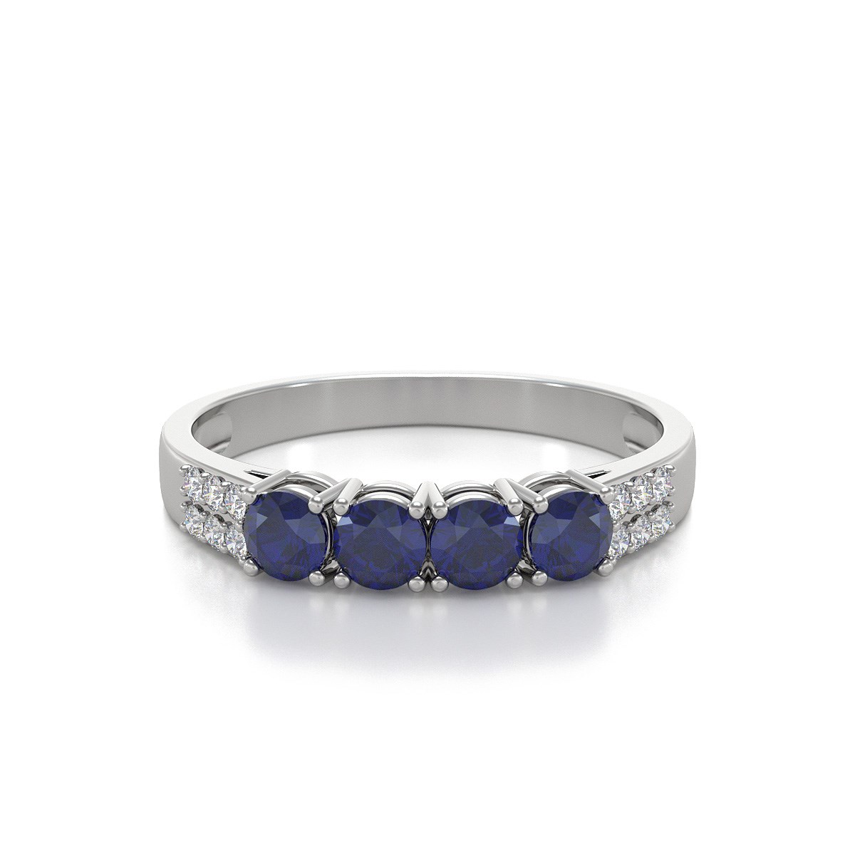 Bague ADEN Or 585 Blanc Saphir et diamants 2.382grs