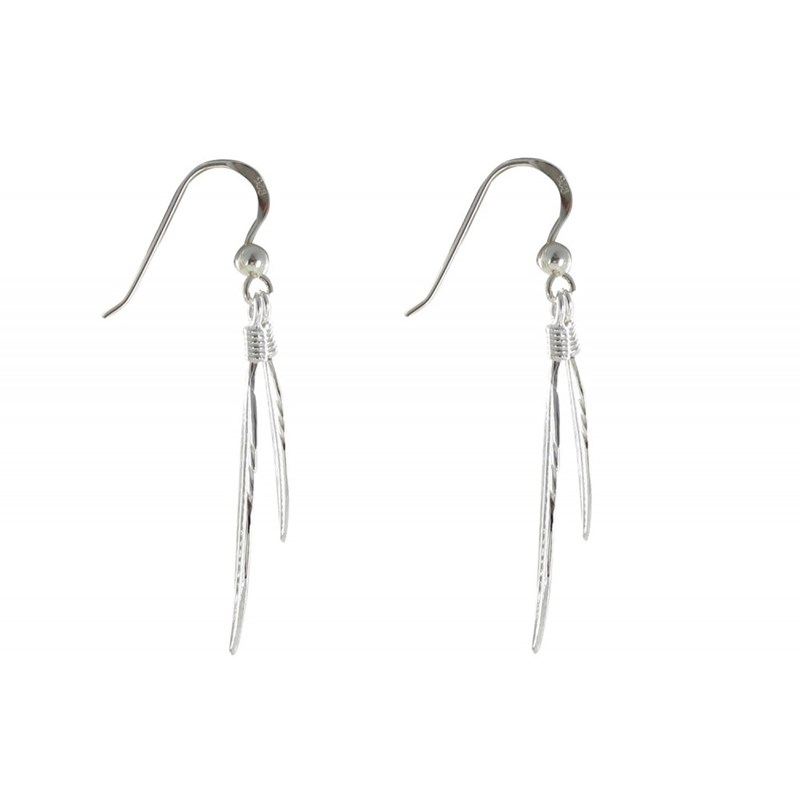 Boucles d'Oreilles Deux Plumes d'Argent