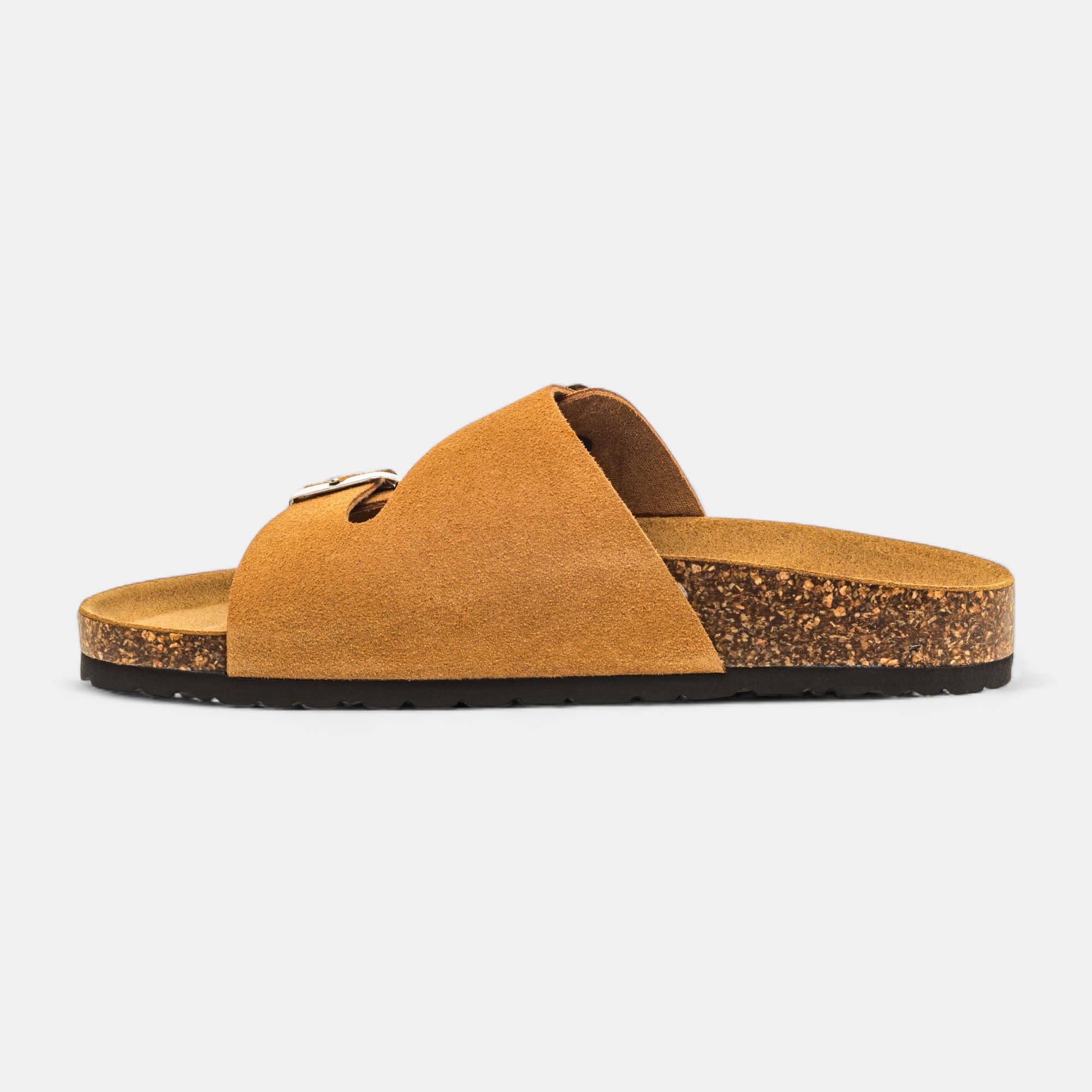 Mules semelle liège Femme en cuir camel