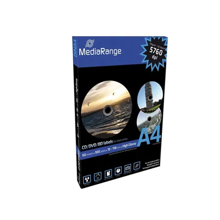 MediaRange 100 MediaRange CD DVD BD-R Etiketten 50 Blatt 118 x 15 hochglänzend