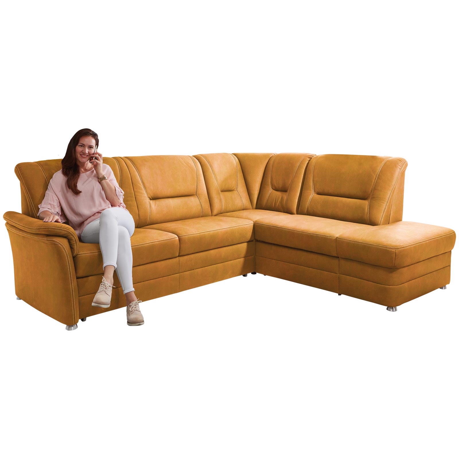 polsterpower Ecksofa - gelb - Microfaser - Basismodell