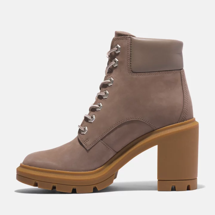 Bota feminina Allington de cano alto com cadarço na cor cinza.