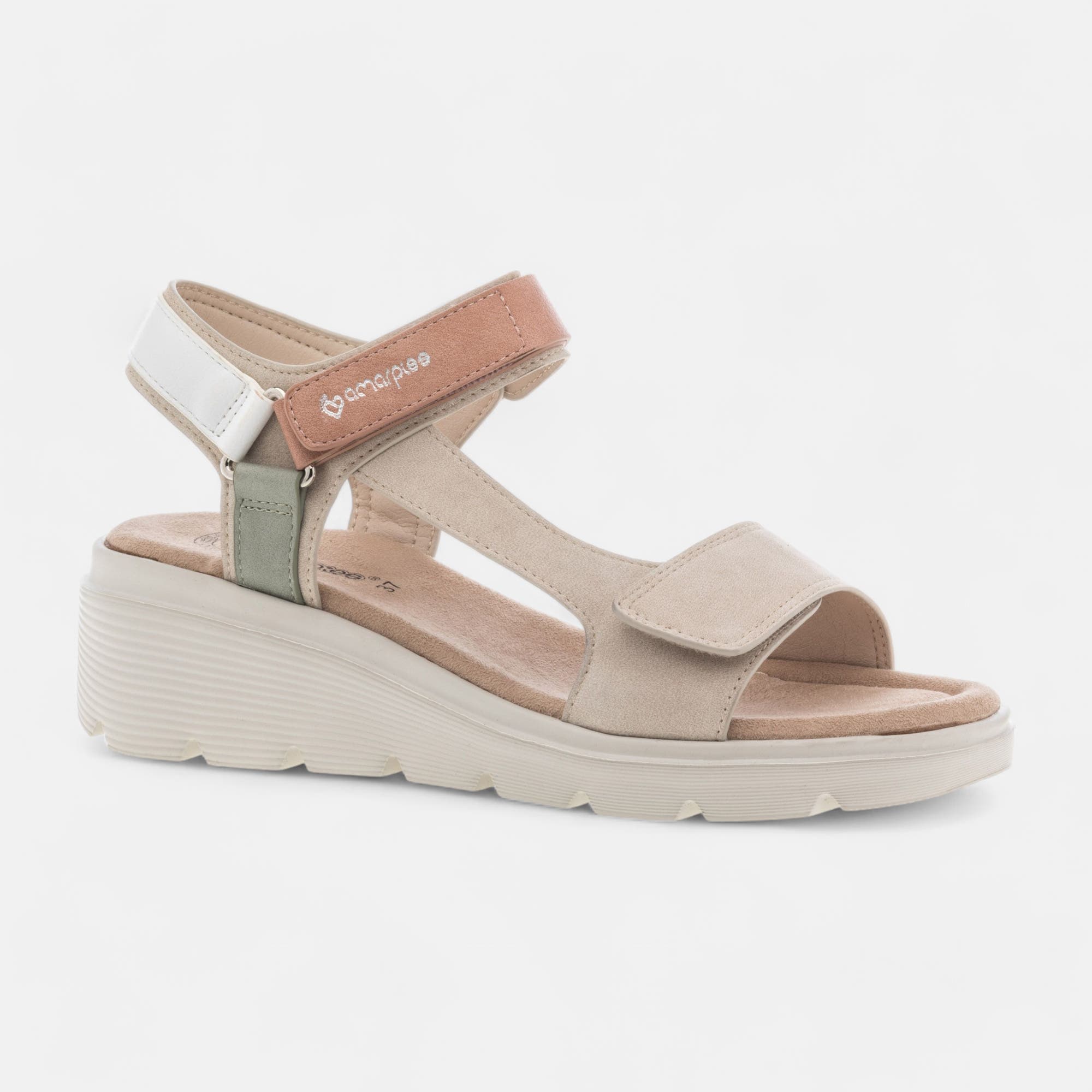 Sandales à talon compensé Femme beige