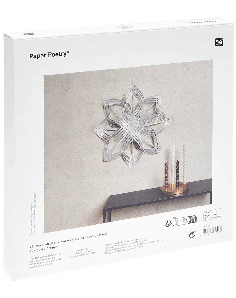 Papierbastelset WEBSTERN GLITTER L (60cm) in silver