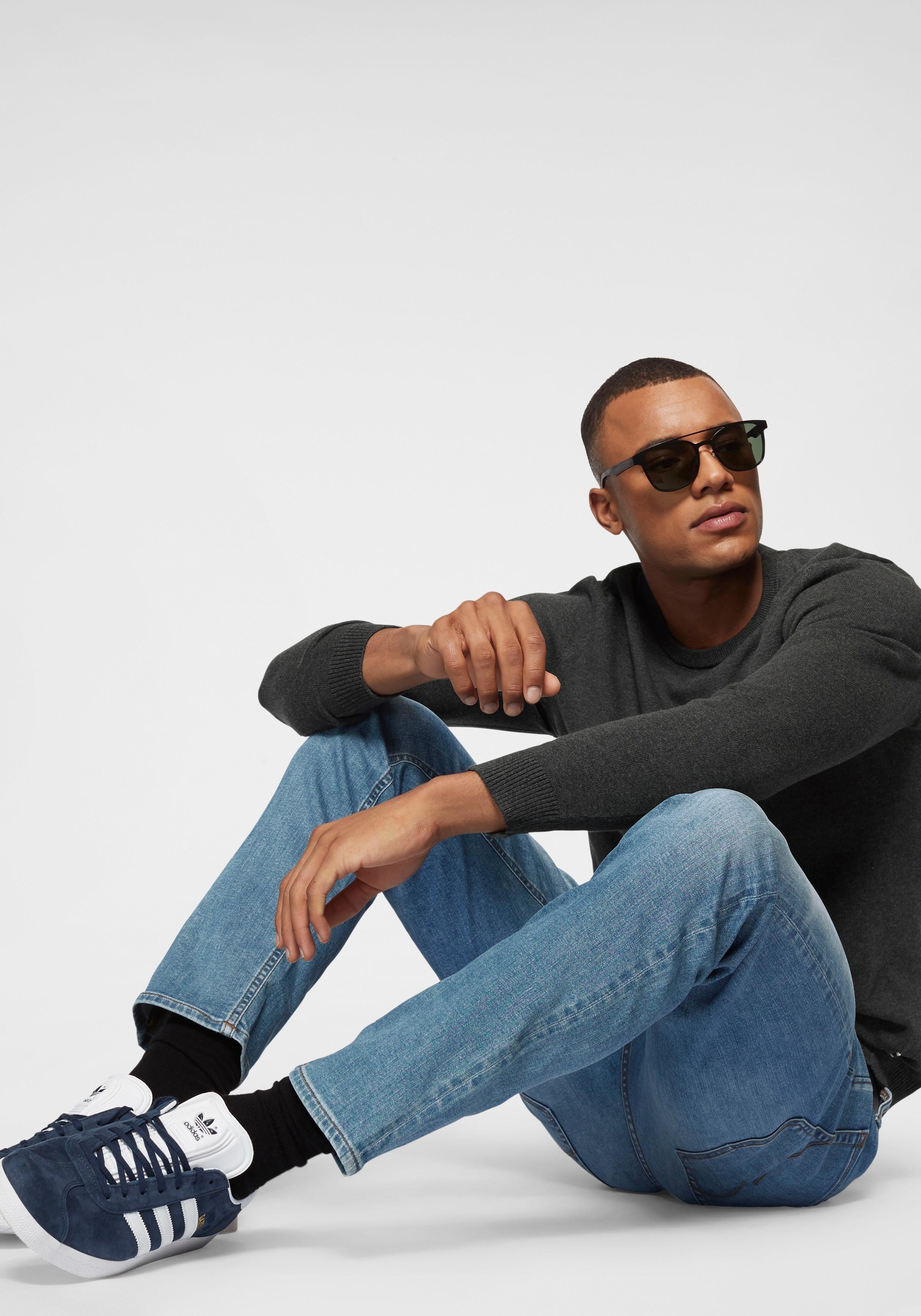 Jack & Jones Rundhalspullover »JJEBASIC mit Rundhals, ideal für Job und Freizeit«, unifarben, modisch, slim fit, Baumwolle, Rundhals