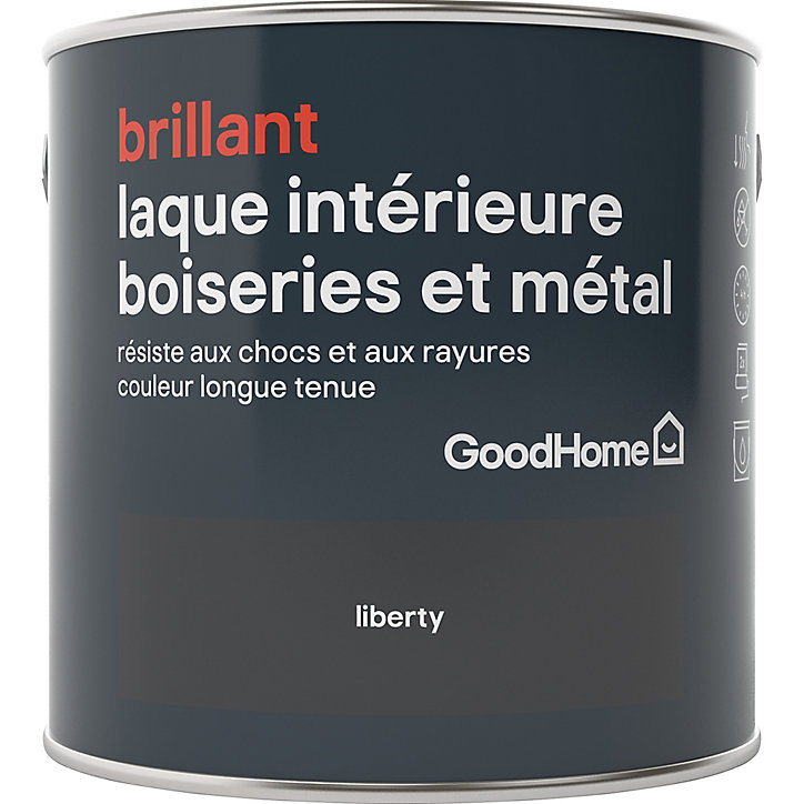 Laque boiseries et métal GoodHome Noir Brillant 2,5L