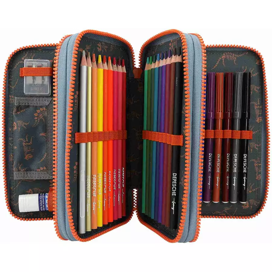 Depesche 3-Fach Federtasche Roar Dino World 20 x 13 cm bunt