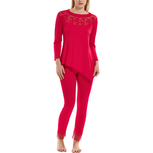 Lisca - Pijama de interior pantalones top mangas largas Flamenco Rojo