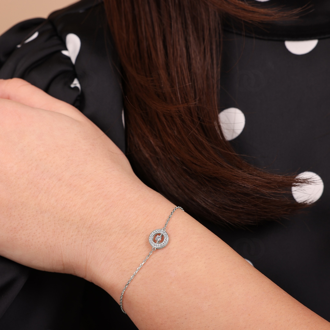Armband 925 Silber rhodiniert mit Zirkonia 19cm