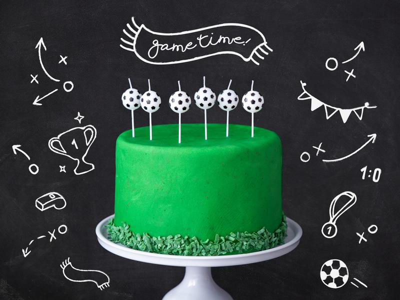 Partydeco Kerze Fussball 6 Stück Geburtstagskerzen