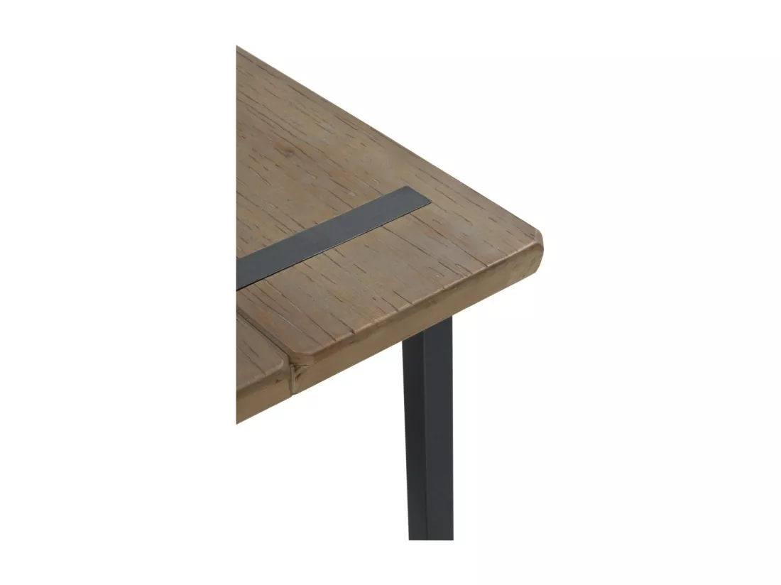 Petite banquette métallique avec assise en bois