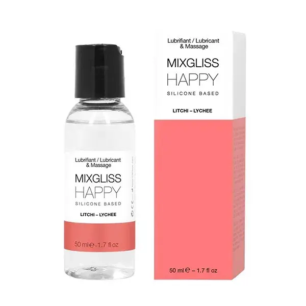 Mixgliss 2 em 1 Lubrificante e Massageador de Silicone Happy Lychee 50ml