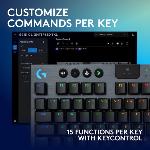 Logitech G915 X Lightspeed TKL trådløst klikbart gamingtastatur (sort)
