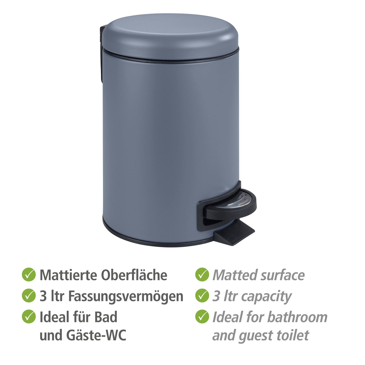 Wenko Leman afvalemmer 3 liter slate blue