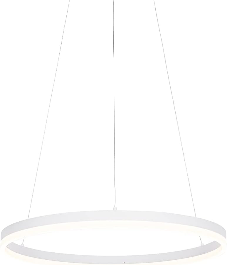 Qazqa - Modern Design-Hängelampe I Pendellampe I Pendelleuchte weiß 60 cm inkl. LED 3-stufig dimmbar - Anello Dimmer I Dimmbar I Wohnzimmer I Schlafzimmer - Aluminium Rund - I LE
