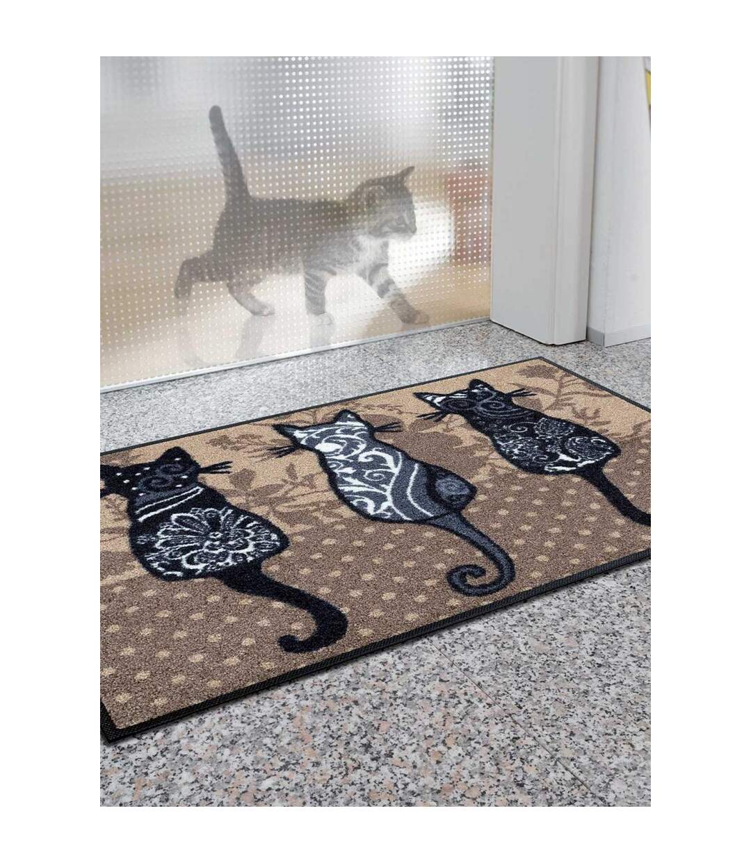 Paillasson KATZENBANDE TX Marron 50x75 OEKO TEX Fait en Europe