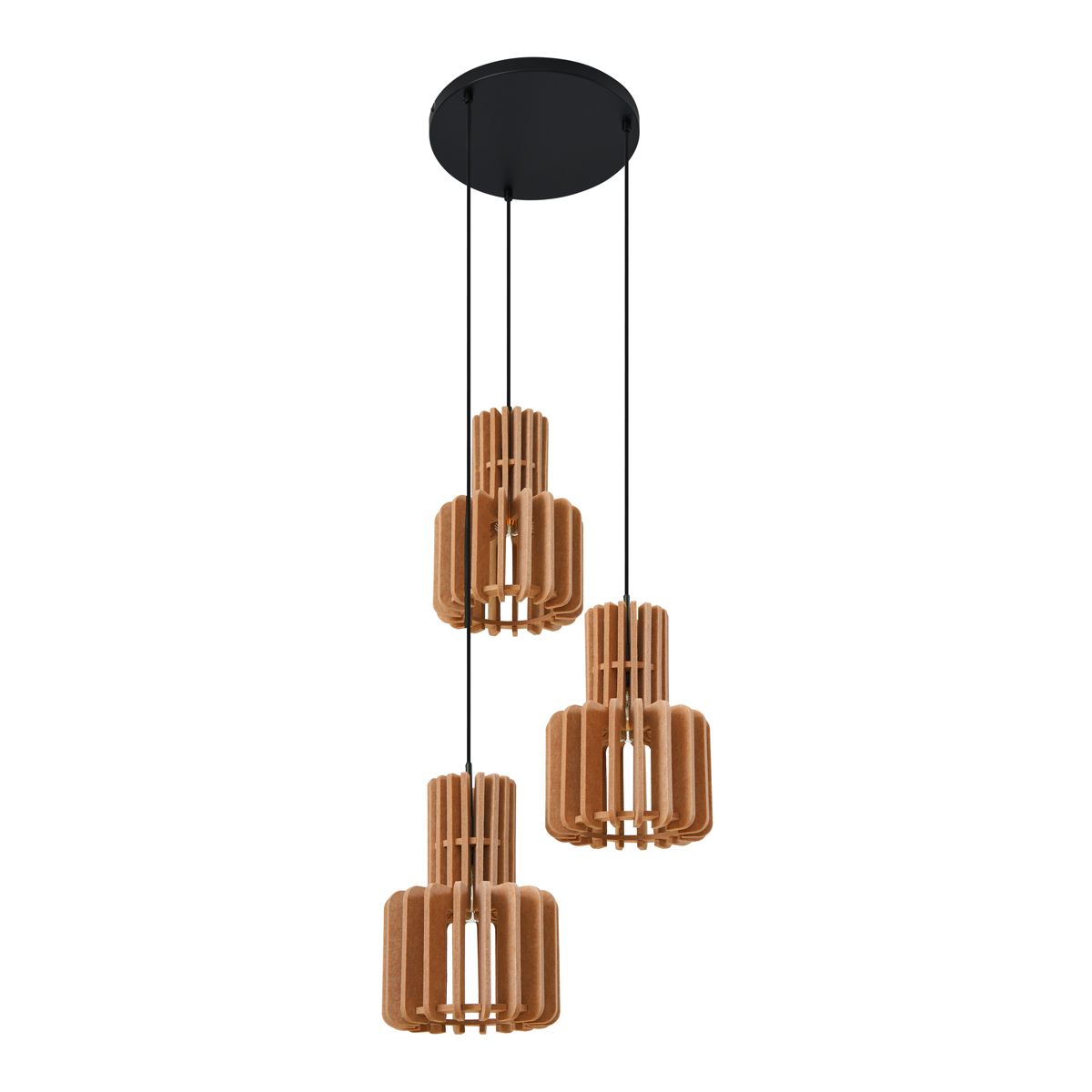 Retro hanglamp zwart met oranje 3-lichts - Felt
