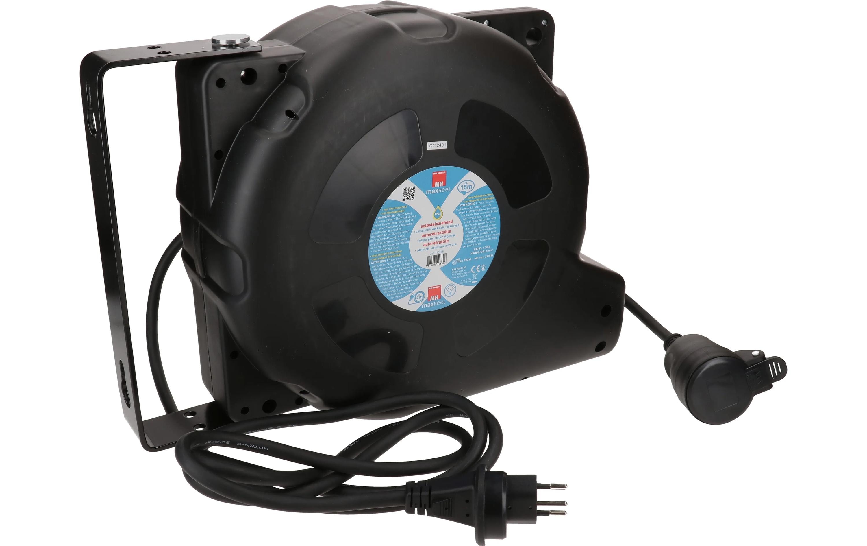 Kabelrolle 15 m, Schwarz<br>Automatische Kabelrolle