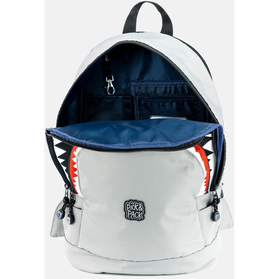 Pick & Pack Rucksack Shark Shape M Grey