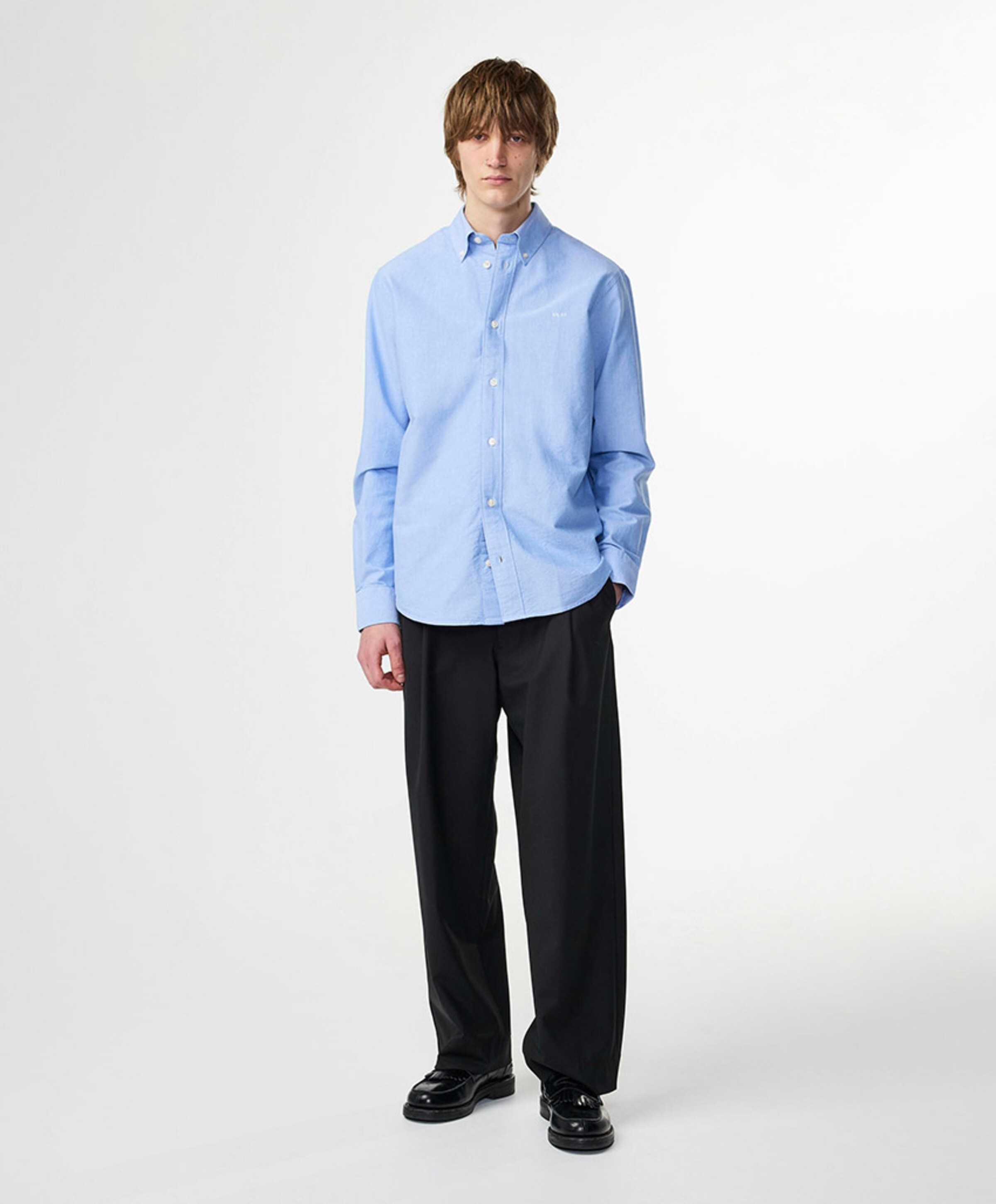 NN.07 Heren overhemd lange mouw blauw