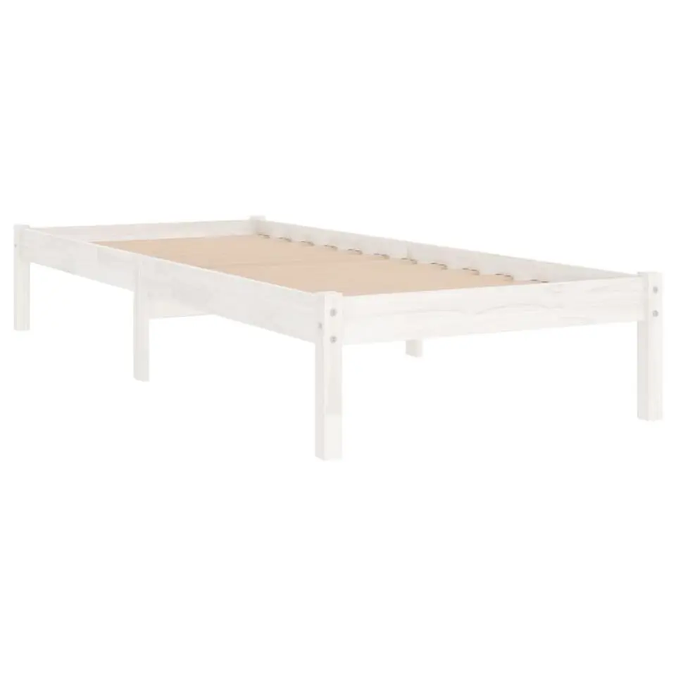 vidaXL - Bed frame massief met lattenbodem - Wit - Hout - 90x190 cm