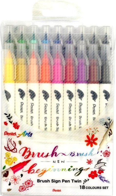 Pentel Brush Sign Pen Twin 18 Kleuren