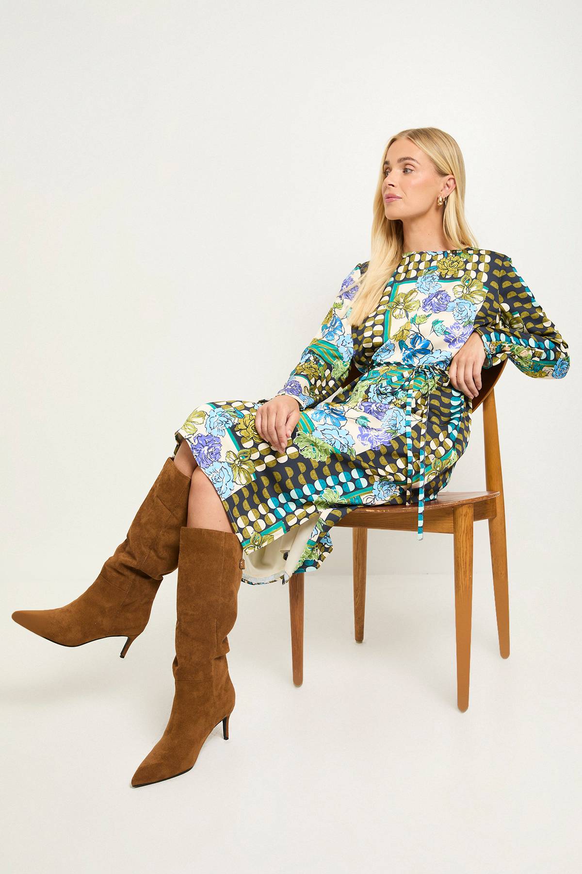 Wallis Robe Midi Droite À Patchwork Petite Taille