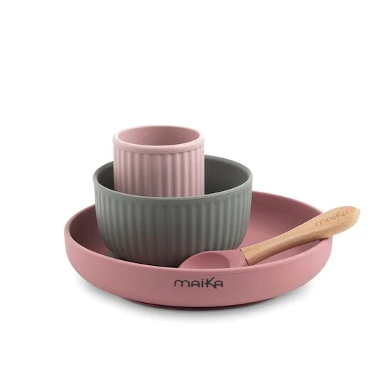 Coffret Repas en Silicone   Rose / Sauge        de               Maïka