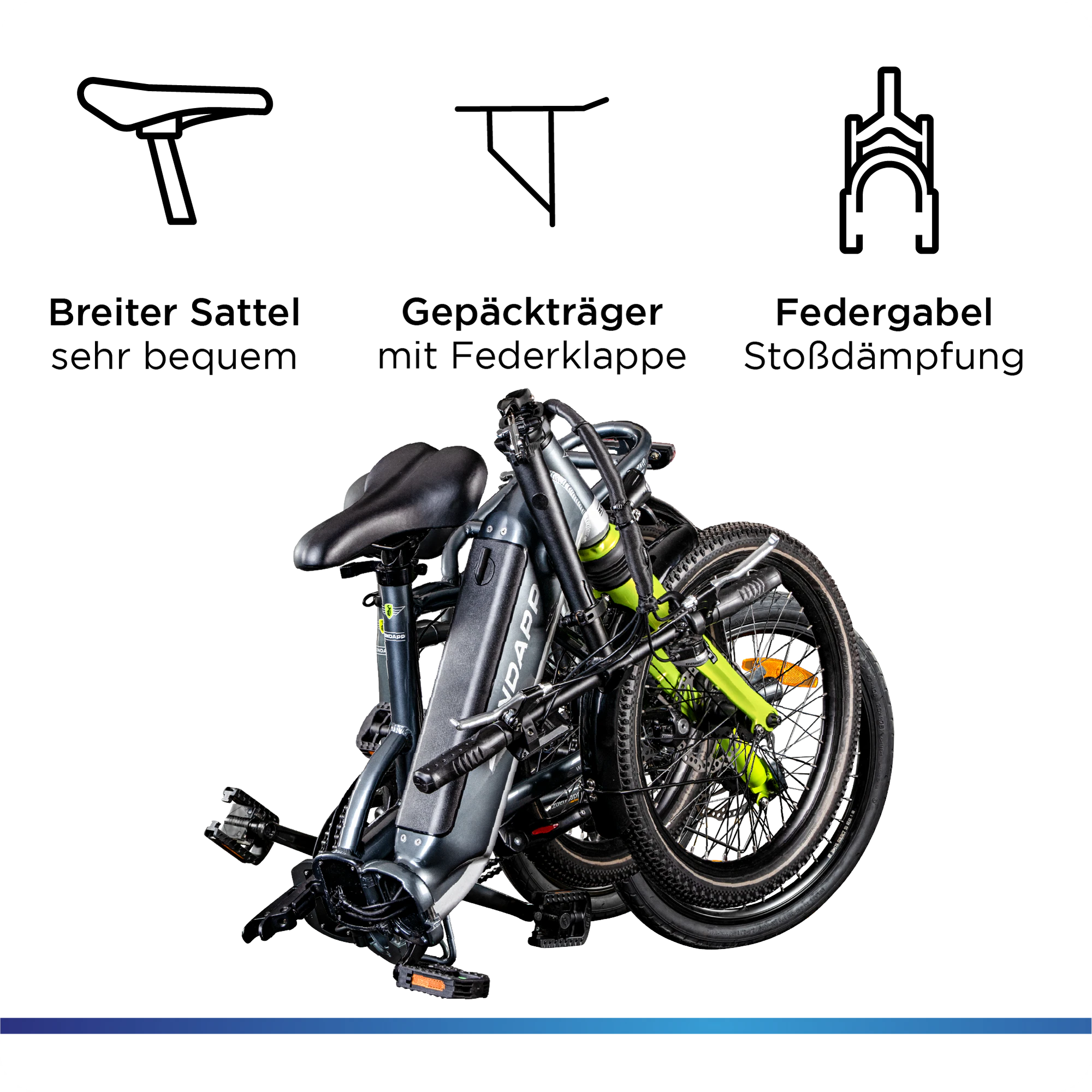 Zündapp ZT20R Ebike Klapprad für Erwachsene 145 - 180 cm Pedelec für Damen und Herren 20 Zoll mit 6 Gängen Elektro Bike Faltrad