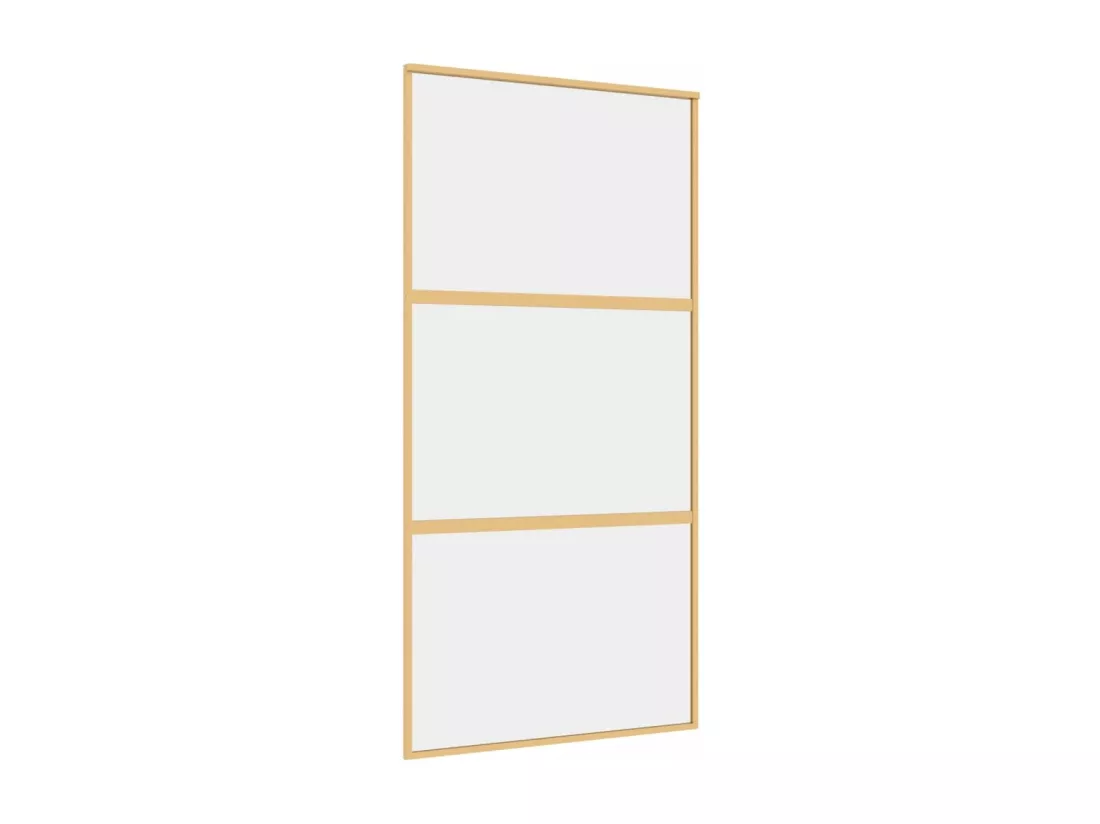 Porte coulissante doré 102,5x205cm verre ESG clair et aluminium