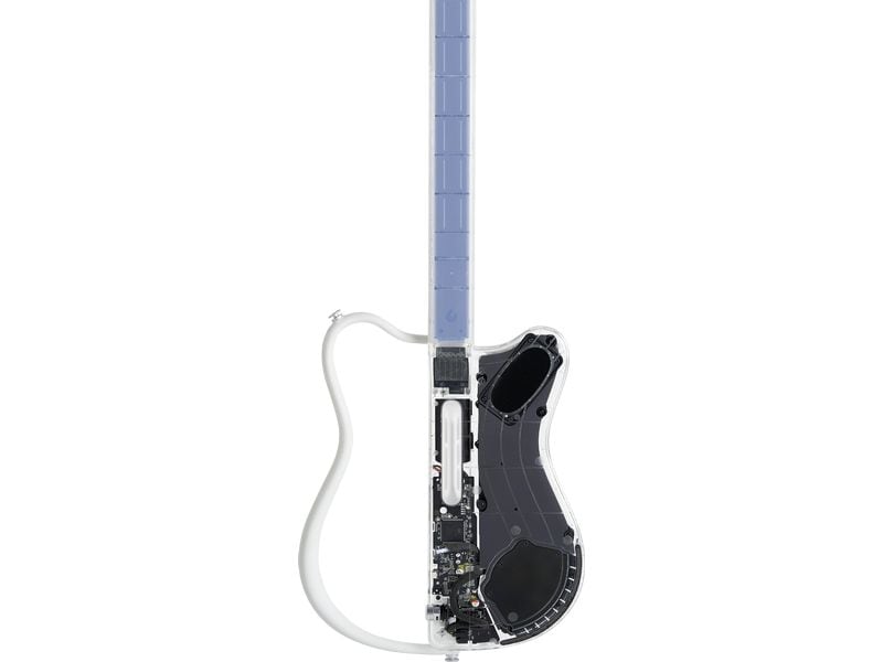LAVA MUSIC E-Gitarre Genie weiss Sample-basierte saitenlose Smart-Gitarre
