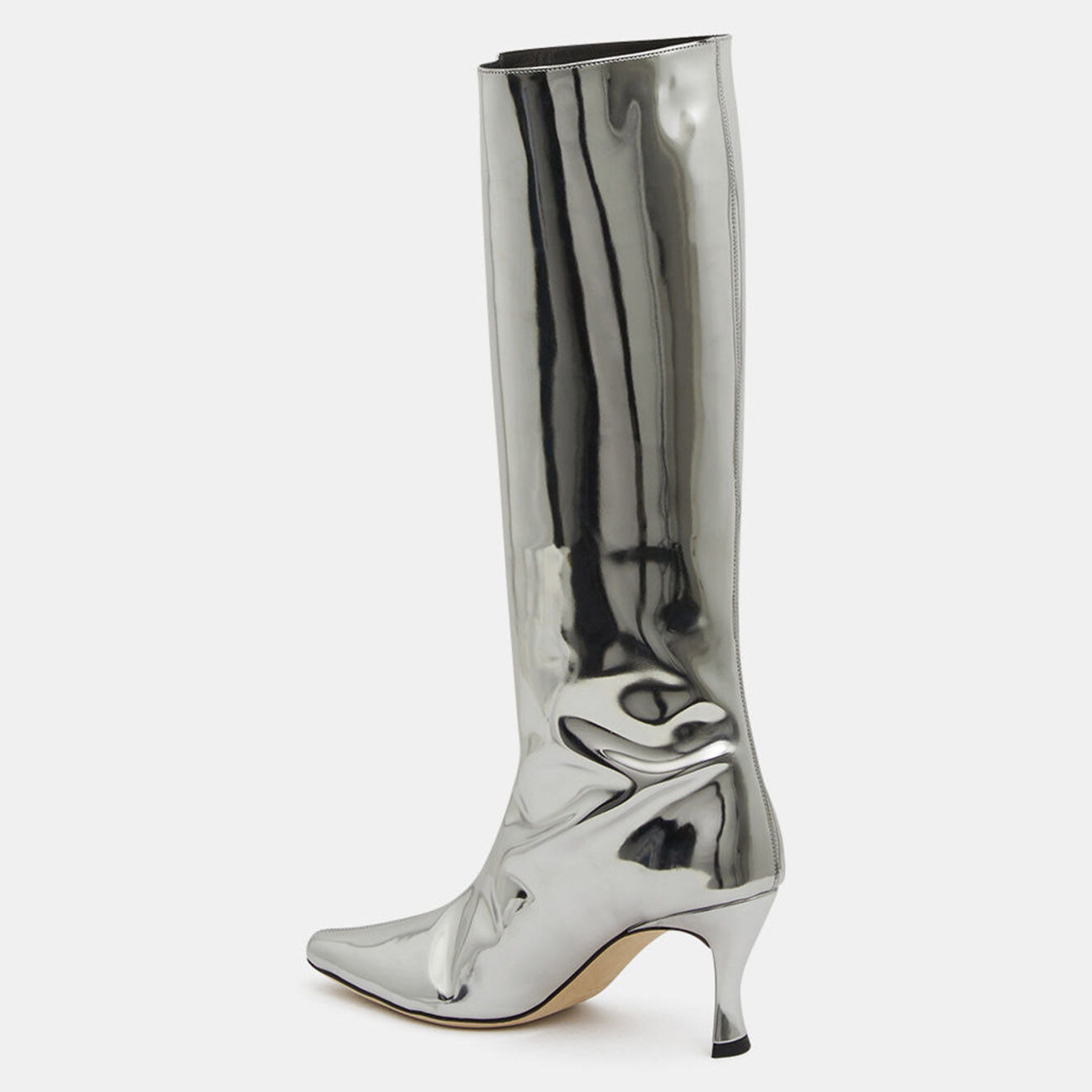 By Far Bottes Stevie argentées - Talon 7.5 cm
