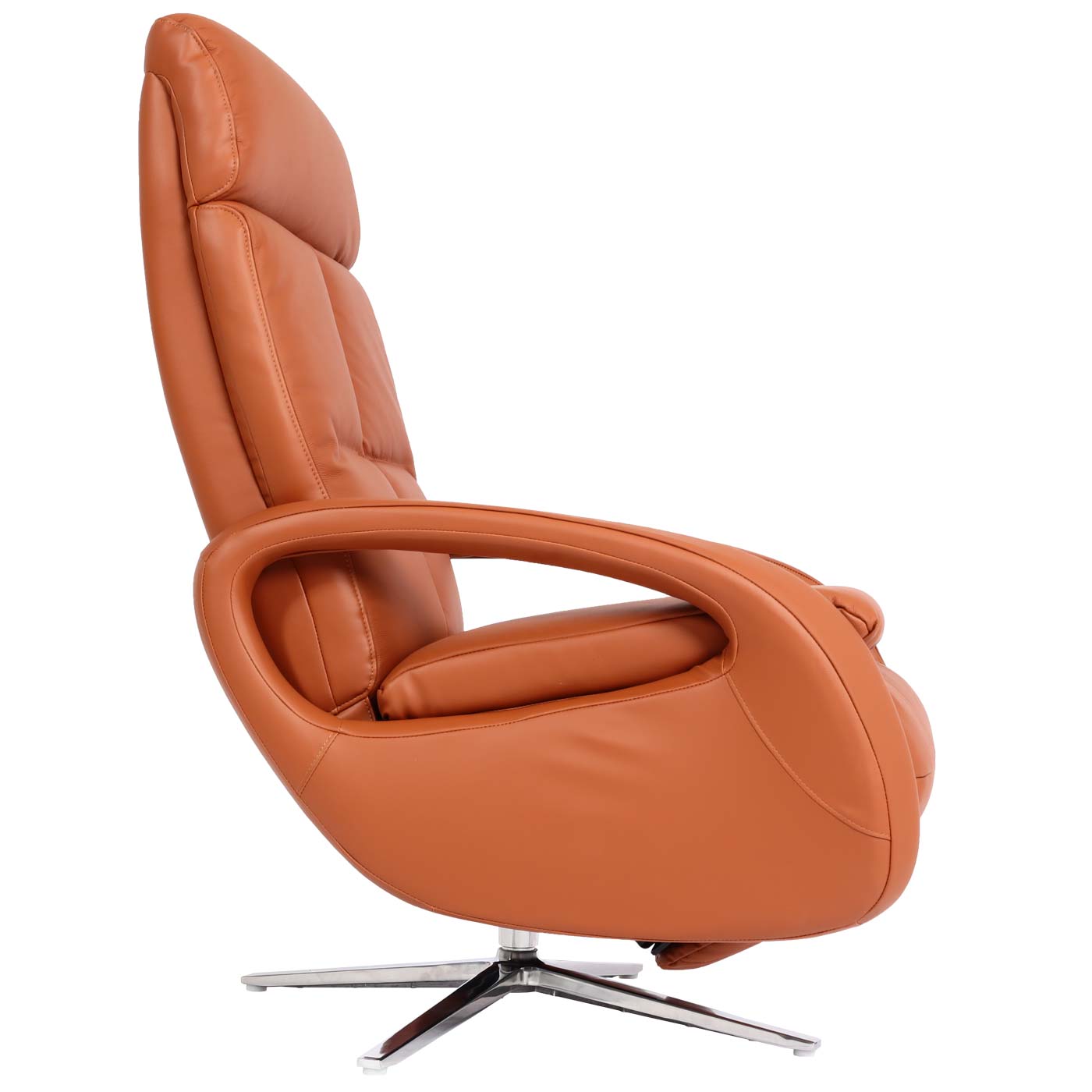 Relaxsessel MCW-L11, Design Fernsehsessel TV-Sessel Liegesessel, Liegefunktion drehbar, Voll-Leder ~ terracotta-braun