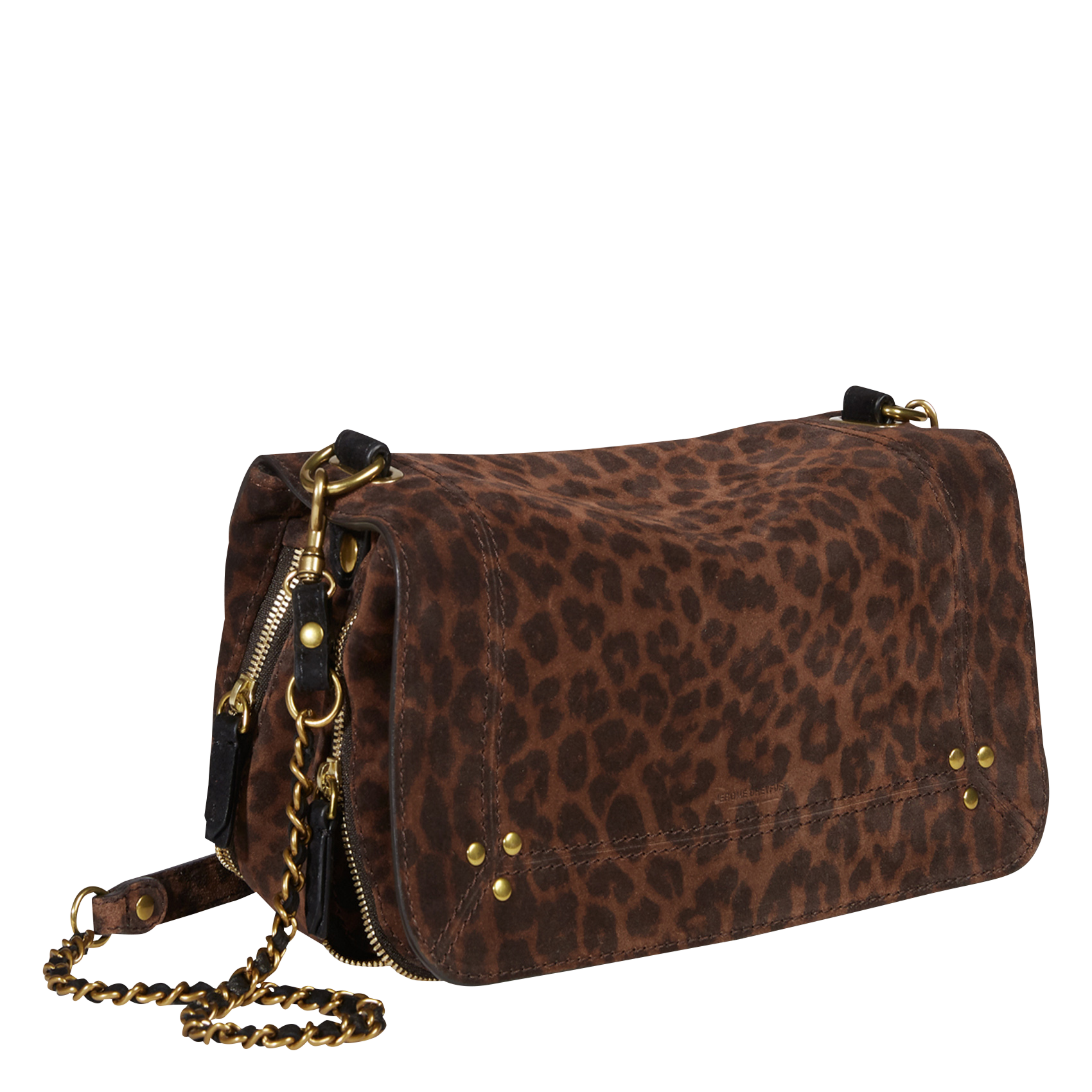 BOBI - Sac bandoulière imprimé léopard en cuir | Marron