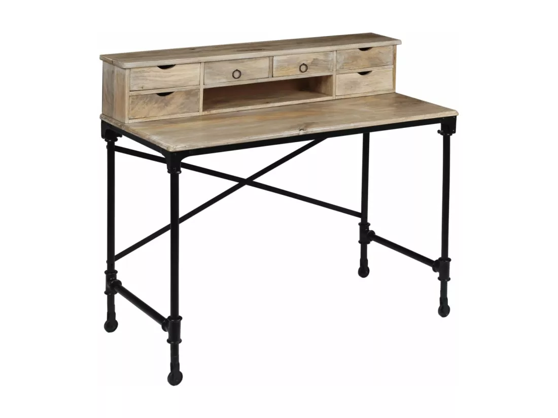 Bureau Bois de manguier massif et acier 110 x 50 x 96 cm