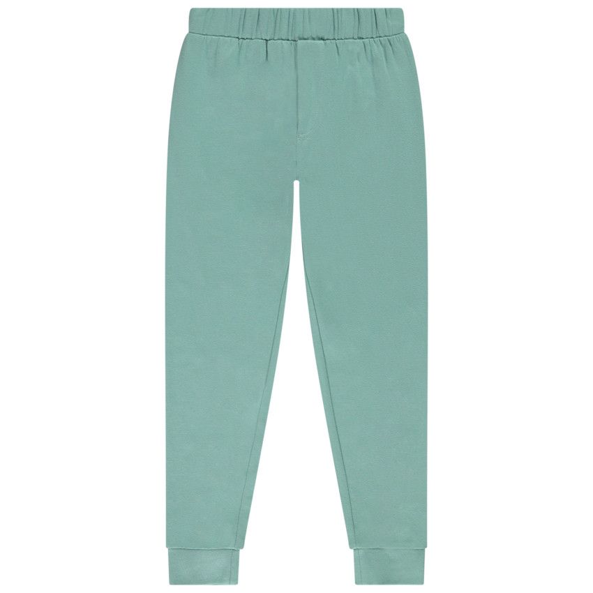 Pyjamas 2 pièces T-shirt manches longues + pantalon uni pour garçon - Vert