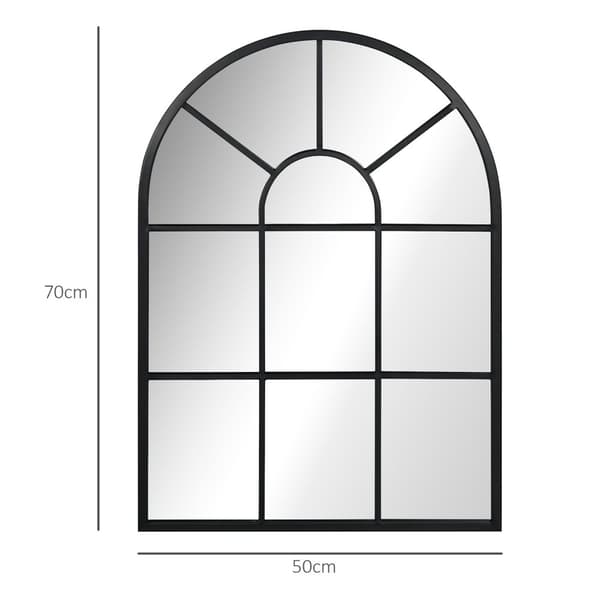 Veggspeil, vindusspeil, 70 x 50 cm, dekorativt speil med metallramme, hengende speil til stue, soverom, svart