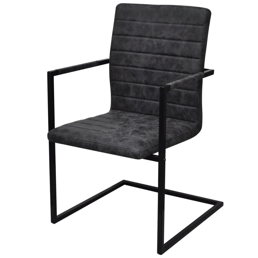 vidaXL Cantilever eetkamerstoelen, set van 2, zwart, kunstleer
