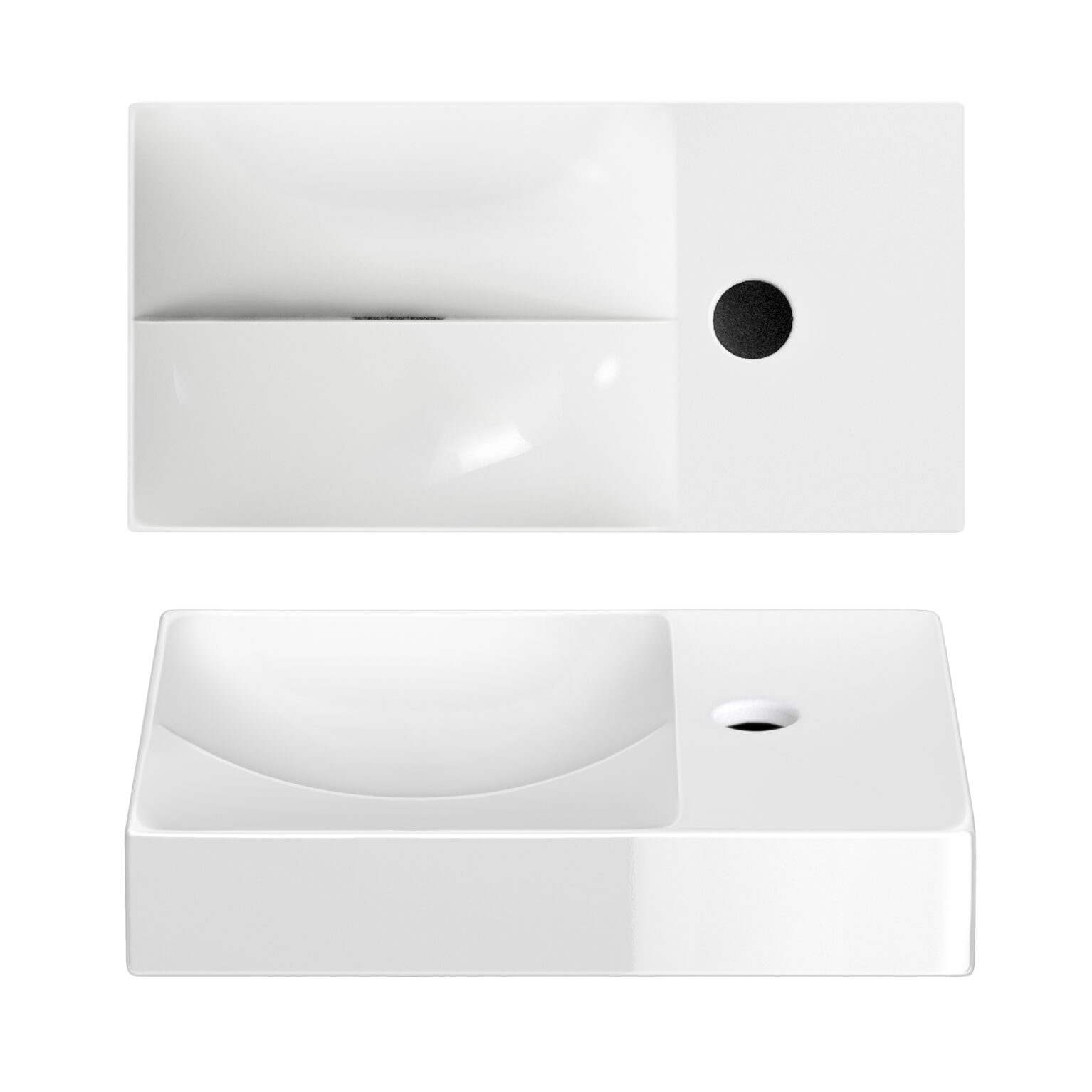 Clou Vale keramische fontein 38cm met kraangat rechts wit glans