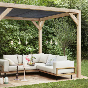 Silvano pergola douglas 324 x 324 cm met schaduwdoek