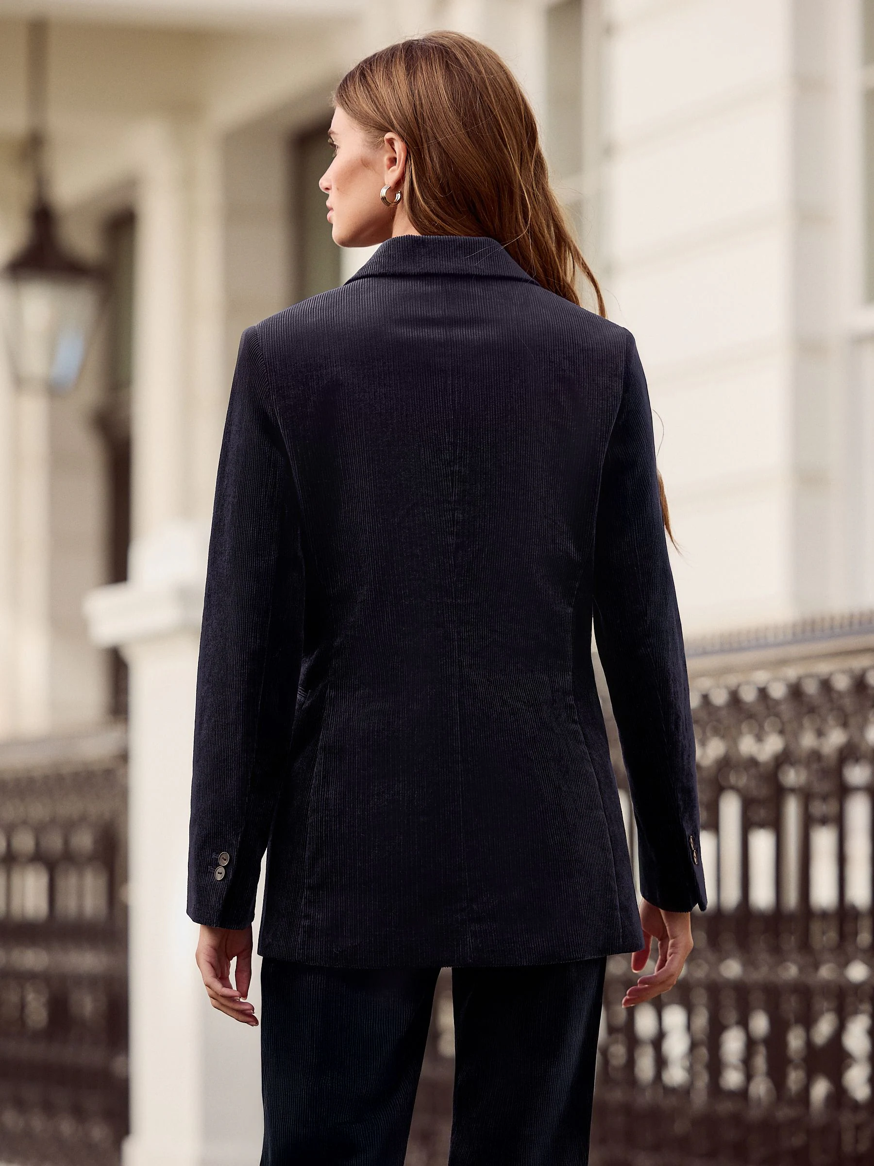 Marineblauw - N. Premium Cord Double Breasted Blazer