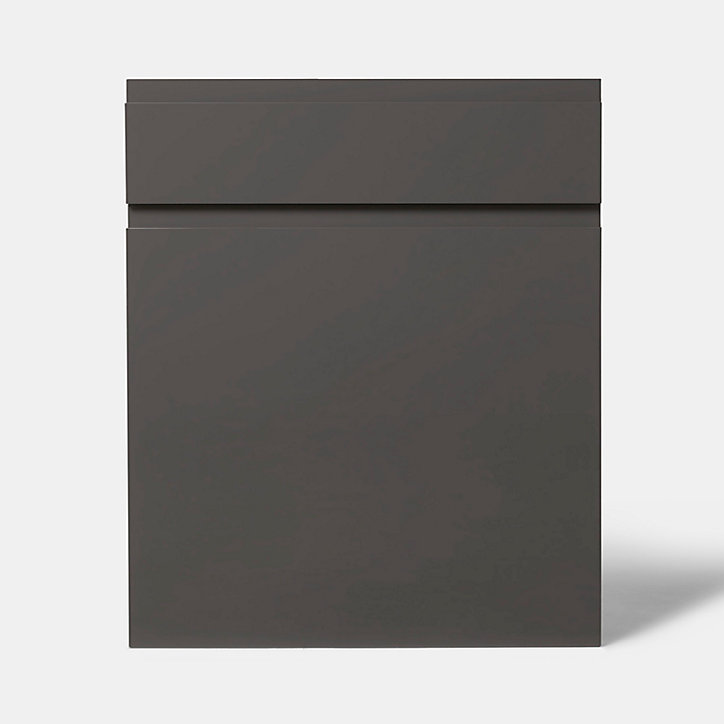 Façade de cuisine 1 porte et 1 tiroir Garcinia gris anthracite brillant l. 60 cm x H. 72 cm GoodHome