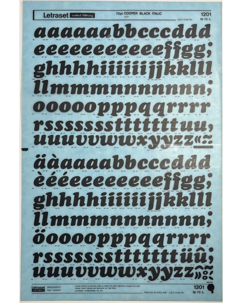 letraset-1201- COOPER BLACK ITALIC - 72pt