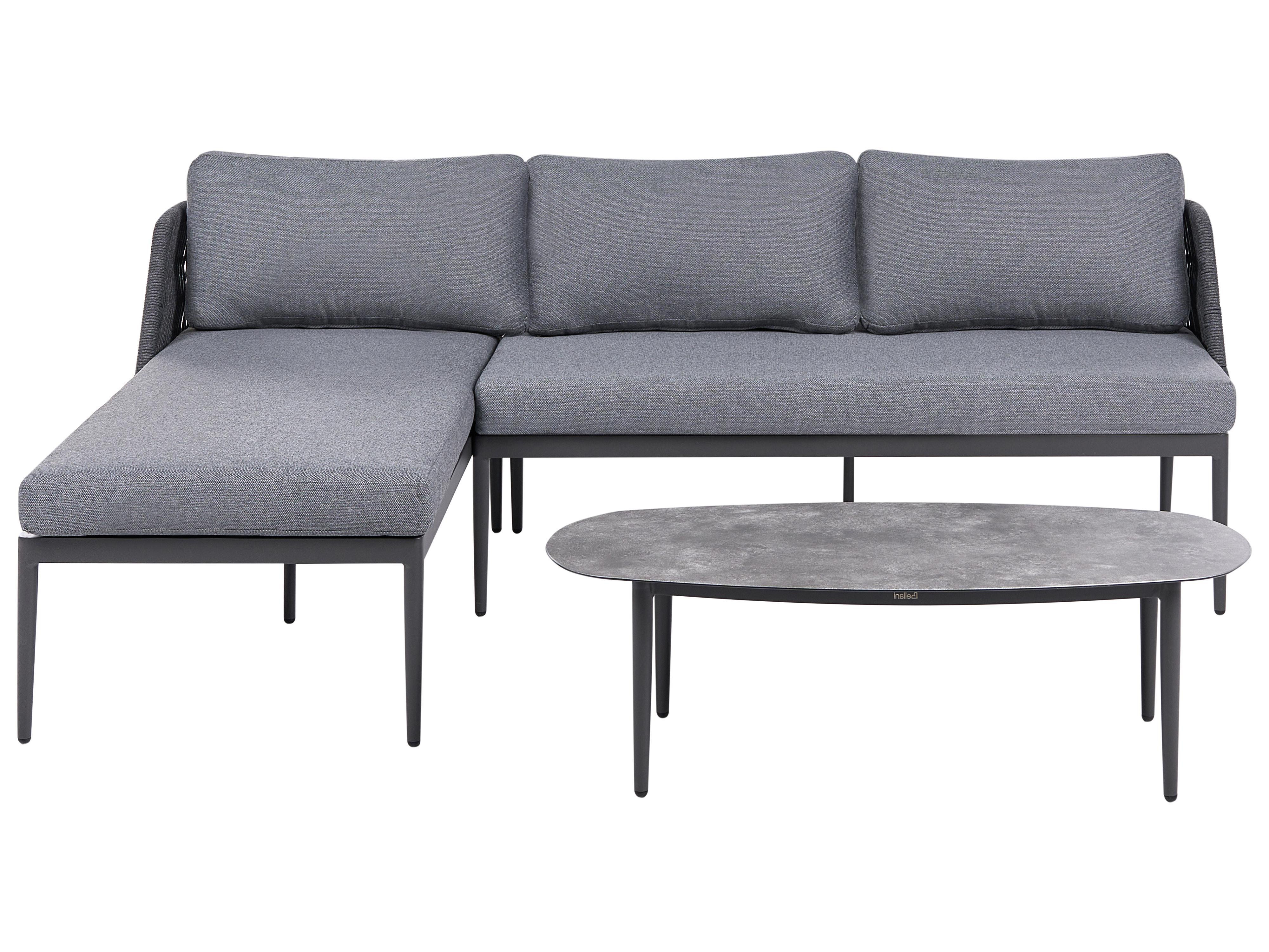 Tuin hoekloungeset met tafel 3-zits LEFFE rechtszijdig Metaal Grijs